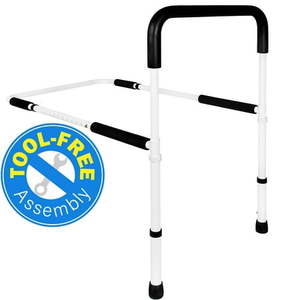 lot 13651 image: Vaunn Medical Adjustable Bed Assist Rail Handle and Hand Guard Grab Bar, Bedside Safety and Stability (Tool-Free Assembly), WhiteBlack (B06ZZVW94J)