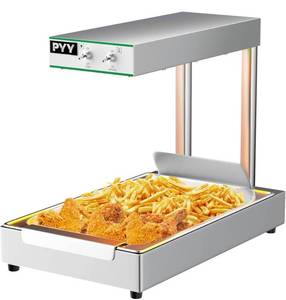 lot 13656 image: PYY French Fry Warmer Food Warmer Fries Countertop Food Heat Lamp for Chips Commercial Heat Light Free-Standing Warming Dump Station Churros Fried Food (Silver)