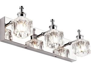 lot 13667 image: PRESDE Bathroom Vanity Lights Fixture Over Mirror 3 Lights LED Modern Chrome Fixtures Crystal Glass Globe(Exclude Bulb)