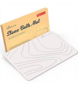 lot 13669 image: Graplife - Stone Bath Mat, Diatomaceous Earth Shower Mat, Non-Slip Super Absorbent Quick Drying Bathroom Floor Mat, Natural, Easy to Clean (23.5 x 15 LightWhite)