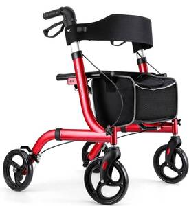 lot 13672 image: Healconnex Rollator Walkers for Seniors-Folding Rollator Walker with Seat and Four 8-inch Wheels-Medical Rollator Walker with Comfort Handles and Thick Backrest-Lightweight Aluminium Frame and Basket