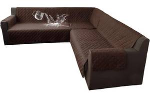 lot 13676 image: HDCAXKJ Corner Sectional Couch Covers 3-Pieces Quilted Sofa Slipcovers Water Resistant Pet Dog Furniture Protector Non-Slip Thick Soft L Shape Sofa Cover for Sectional Sofa Set (Coffee)