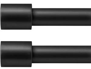 lot 13682 image: ZYRW 2 Pack Black Curtain Rods for Window 28 to 48 inches, Heavy Duty Single Curtain Rod with Cylindrical End Caps, 1 Inch Diameter Adjustable Drapery Rods of Window Treatment,Matte Black