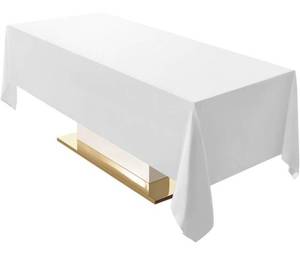 lot 13684 image: Surmente Tablecloth 60 x 102-Inch Rectangular Polyester Table Cloth for Weddings, Banquets, or Restaurants (White10 Pack)