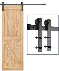 lot 13688 image: SMARTSTANDARD 5ft Heavy Duty Sturdy Sliding Barn Door Hardware Kit -Smoothly and Quietly -Easy to Install -Includes Step-by-Step Installation Instruction Fit 30 Wide Door Panel (I Shape Hanger)