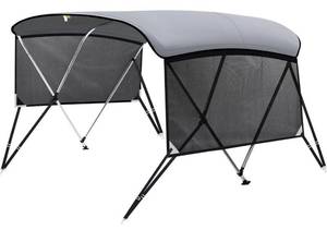 lot 13694 image: KAKIT 3 4 Bow Bimini Tops for Boats with Mesh Sides Heavy Duty Cover Adjustable 4 Straps Zippered Storage Boot