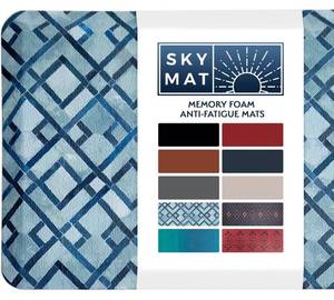 lot 13702 image: Sky Solutions Anti Fatigue Floor Mat - 34 Thick Cushioned Kitchen Rug, Standing Desk Mat - Comfort at Home, Office, Garage - Non Slip, Durable and Stain Resistant (20 x 32, Blue Diamonds)