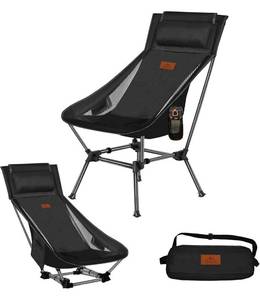 lot 13707 image: AnYoker Camping Chair, 2 Way Compact Backpacking Chair, Portable Folding Chair, Beach Chair with Side Pocket and headrest, Lightweight Hiking Chair
