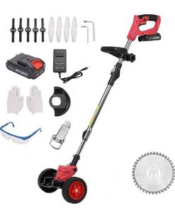 lot 15750 image: Weed Wacker Cordless Weed Eater,3-in-1 Lightweight Push Grass String Trimmer Edger,21V Li-Ion Battery Powered,3 Lawn Tools with Lightweight Wheeled for Home Garden Yard Mowing Red)