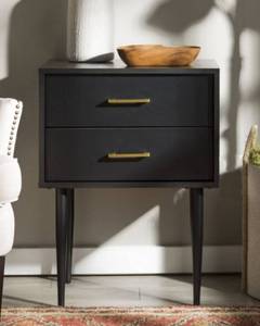 lot 15763 image: Savanna Solid Black Two Drawer Nightstand