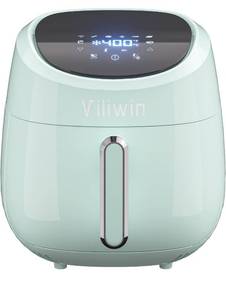 lot 15766 image: VILIWIN 4.5 QT Digital Upgraded Air Fryers Cooker 8 Preset Menus Hot Air Fryer with Auto Shut Off 30 Minute Timer Adjustable Temperature Control Nonstick Tray 1400W Blue
