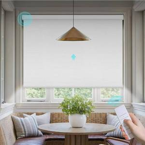 lot 15782 image: Motorized Blinds with Remote Canisteo Battery Powered Control Electric Smart Roller Blinds Shades with Remote for Windows Cordless 100% Blackout, White, 20 W X 72