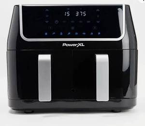 lot 15789 image: PowerXL 10qt 8-in-1 1700W Dual Basket Air Fryer w Smart Sync Technology