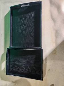 lot 15802 image: Dark Wood Serving Tray Two Piece, 17.5 x 13.5 and 15.5 x 12