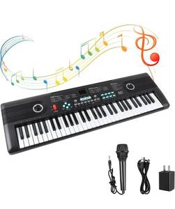 lot 15805 image: 61 keys keyboard piano, Electronic Digital Piano with Built-In Speaker Microphone, Portable Keyboard Gift Teaching for Beginners, electric piano for kids