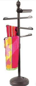 lot 15818 image: O2COOL Pool & Spa Valet, Adjustable Pool & Patio Towel Holder, Towel Holder, Towel Bar, Poolside Table, Poolside Towel Holder, Weighted Base Outdoor Towel Holder, O2COOL, Pool Valet, Bronze