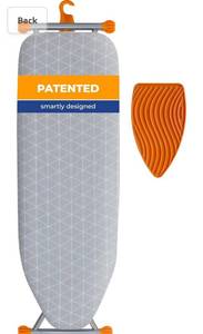 lot 15827 image: Ironing Board, Compact and Space Saver Patented Iron Board with Extra Thick Cover, Height Adjustable, Easy Storage with Smart Hanger and Lightweight Design (13x43