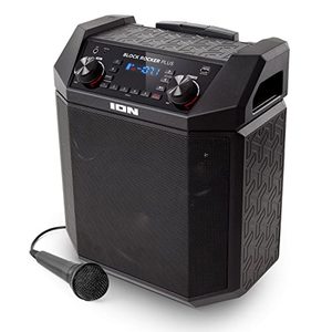 lot 86000012 image: ION Block Rocker Plus - 100W Bluetooth Outdoor Speaker with Rechargeable Battery, Karaoke Microphone, Radio, Wheels, Telescopic Handle & USB Charging