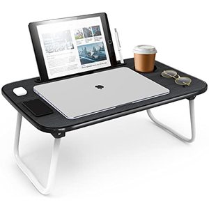 lot 86000015 image: Nestl Lap Desk for Laptop - Foldable Laptop Desk for Bed and Couch, Portable and Lightweight Laptop Stand for Bed Breakfast, Working, Reading, and Writing, Black Lap Table, Small Laptop Tray
