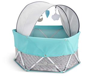 lot 86000238 image: Regalo On-The-Go Baby My Play, Portable Play Yard, and Activity Mat, Indoor & Outdoor, Includes UPF Canopy with Toys, Padded Bottom and Carry Case