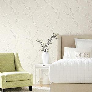 lot 86000244 image: RoomMates RMK11271WP Pearl Cherry Blossom Peel and Stick Wallpaper - some holes in one side of the paper