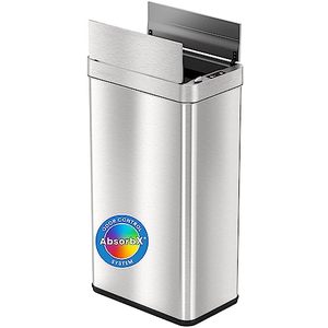 lot 86000080 image: iTouchless 18 Gallon Wings-Open Sensor Trash Can with AbsorbX Odor Filter & Pet-Proof Lid, 68 Liter Stainless Steel Automatic Touchless Kitchen Garbage Bin