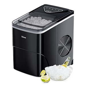 lot 86000270 image: Silonn Ice Makers Countertop 9 Bullet Ice Cubes Ready in 6 Minutes 26lbs in 24Hrs Portable Ice Maker Machine Self-cleaning 2 Sizes of Bullet-shaped Ice for Home Kitchen Office Bar Party