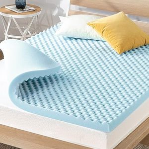 lot 86000272 image: Best Price Mattress 3 Inch Egg Crate Memory Foam, Cooling Gel Infusion, King Mattress Topper, Blue (ECMF-GM3K)