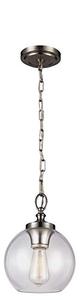 lot 86000285 image: Feiss P1308BS Tabby Glass Pendant Lighting, Satin Nickel, 1-Light (9Dia x 12H) 60watts