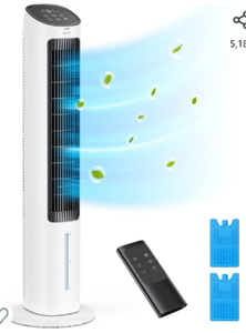 lot 86000023 image: Dreo Evaporative Air Cooler, 40 Cooling Fans that Blow Cold Air, 2023 Upgrade with 80° Oscillating, Removable Water Tank, Ice Packs, Remote Control, 4 Speeds, 7H Timer, Swamp Cooler for Bedroom only half of the stand base
