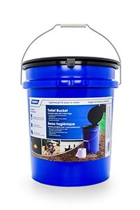 lot 86000029 image: Camco Portable Toilet Bucket  Features 3 Bag Liners for Easy Clean Up & Attached Carry Handle  Includes Seat and Lid Attachment (41549) lid broken but bucket in good condition