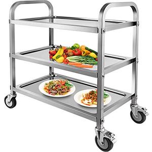 lot 86000111 image: Marada 2 Tier Stainless Steel Utility Cart with Locking Wheels Shelf Kitchen Cart Trolley 37 L x 19 W x 37H Utility Rolling Serving Catering Storage for Kitchen Restaurant Hotels