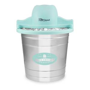 lot 86000150 image: Elite Gourmet 4Qt. Electric Motorized Ice Cream, Gelato, Frozen Yogurt Maker, Metal Canister