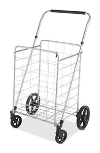 lot 86000191 image: Whitmor Utility Cart with Adjustable Height Handle-SilverBlack
