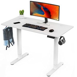 lot 86000198 image: Sweetcrispy Electric Standing Desk, 40 x 24in Adjustable Height Electric Stand up Desk Standing Computer Desk Home Office Desk Ergonomic Workstation with 3 Memory Controller, White
