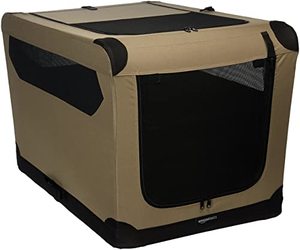 lot 86000200 image: Amazon Basics - Folding Soft Crate for Cat, Dog, Rabbit, 36 Inch, Tan