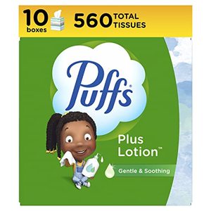 lot 86000056 image: Puffs Plus Lotion Facial Tissues, 10 Cubes, 56 Tissues Per Box