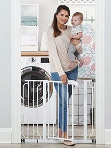 lot 86000064 image: Regalo Easy Step 38.5-Inch Wide Walk Thru Baby Gate, Includes 6-Inch Extension Kit, Pressure Mount Kit, Wall Cups and Mounting Kit