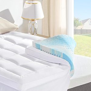lot 86000090 image: SINWEEK Dual Layer 4 Inch Memory Foam Mattress Topper, Twin Size, 2 Inch Cooling Gel Memory Foam Plus 2 Inch Extra Thick Pillowtop Cover, Pressure Relieve Soft Mattress Pad