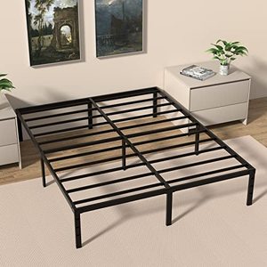 lot 86000091 image: Meberam King Size Bed Frame 14 Inch Metal Platform BedFrame Heavy Duty King Mattress Foundation Steel Slats Support No Box Spring Need, Black