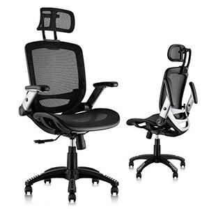 lot 86000115 image: GABRYLLY Ergonomic Mesh Office Chair, High Back Desk Chair - Adjustable Headrest with Flip-Up Arms, Tilt Function, Lumbar Support and PU Wheels, Swivel Computer Task Chair