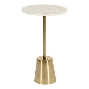lot 86000122 image: Kate and Laurel Tira Modern Marble Side Table, 14 x 14 x 24, Gold, Small Pedestal Table for Decorative Display
