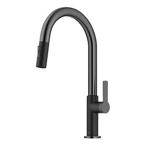 lot 86000130 image: KRAUS Oletto Single Handle Pull-Down Kitchen Faucet in Matte BlackSpot Free Black Stainless Steel, KPF-2820MBSFSB