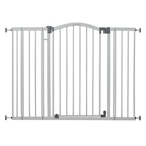 lot 86000262 image: Summer Infant Extra Tall & Wide Safety Pet and Baby Gate, 29.5-53 Wide, 38 Tall, Pressure or Hardware Mounted, Install on Wall or Banister in Doorway or Stairway, Auto Close Walk-Thru Door - Gray