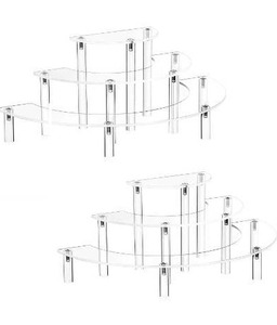 lot 86000266 image: YestBuy 2 Pack Acrylic Risers Display Stand for Pop Figure, 3 Tier Clear Acrylic Cupcake Stand, Half Moon Dessert Stand for Display Or Collections (Acrylic Rods 2 Set)