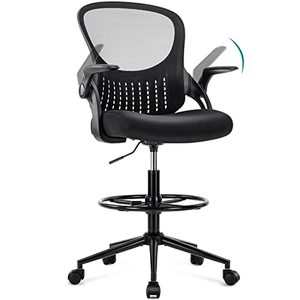 lot 86000159 image: edx Drafting Chair Tall Office Chair, Tall Standing Desk Chair Counter Height Tall Adjustable Office Chair with Flip-up ArmsWheels, Mid Back Mesh Office Drafting Chairs for Standing Desk - missing an arm rest