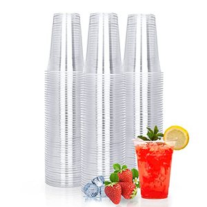lot 86000164 image: TashiBox 100 Count - 16 Ounce Plastic Cups, Ice Coffee Cups To Go - Crystal Clear PET Party Cups