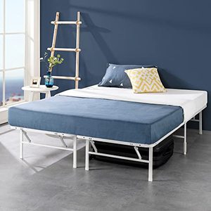 lot 86000167 image: ZINUS SmartBase Tool-Free Assembly Mattress Foundation  14 Inch Metal Platform Bed Frame  No Box Spring Needed  Sturdy Steel Frame  Underbed Storage, White, Queen