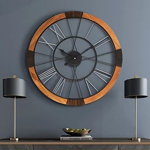 lot 86000226 image: THCISL Large Wall Clock, Metal Vintage Farmhouse Roman Numerals Clocks, 21 Inch Silent Wall Clocks Battery Opareted, Oversized Solid Wood Decorative Rustic Wall Clock for Living Room