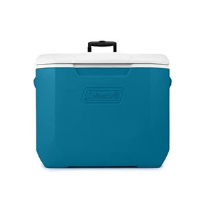 lot 86000229 image: Coleman Chiller Series 60qt Wheeled Insulated Portable Cooler, Ice Retention Hard Cooler with Heavy Duty Wheels and Handle